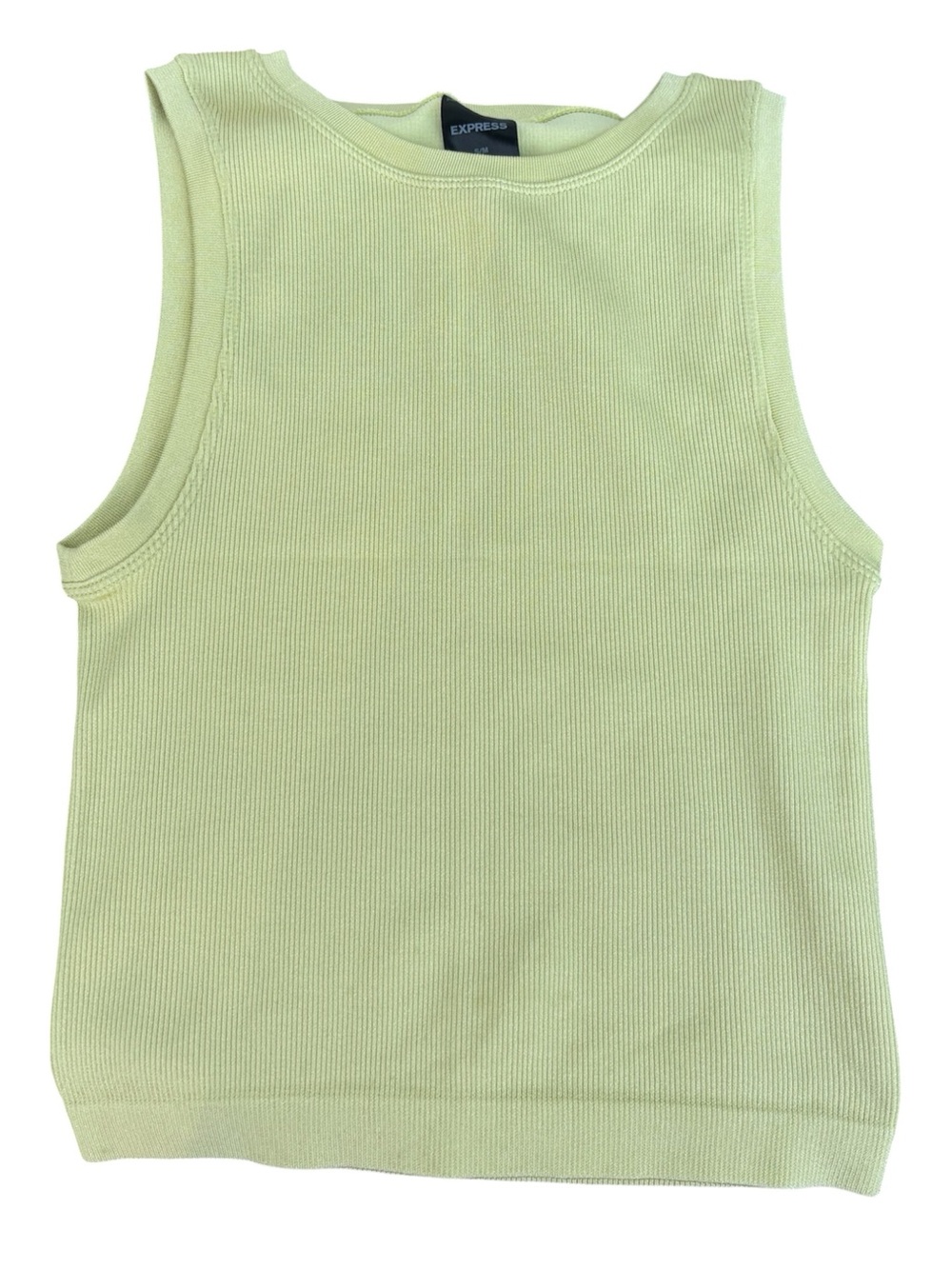 Express Sleeveless Ribbed Tank in Bright Light Green